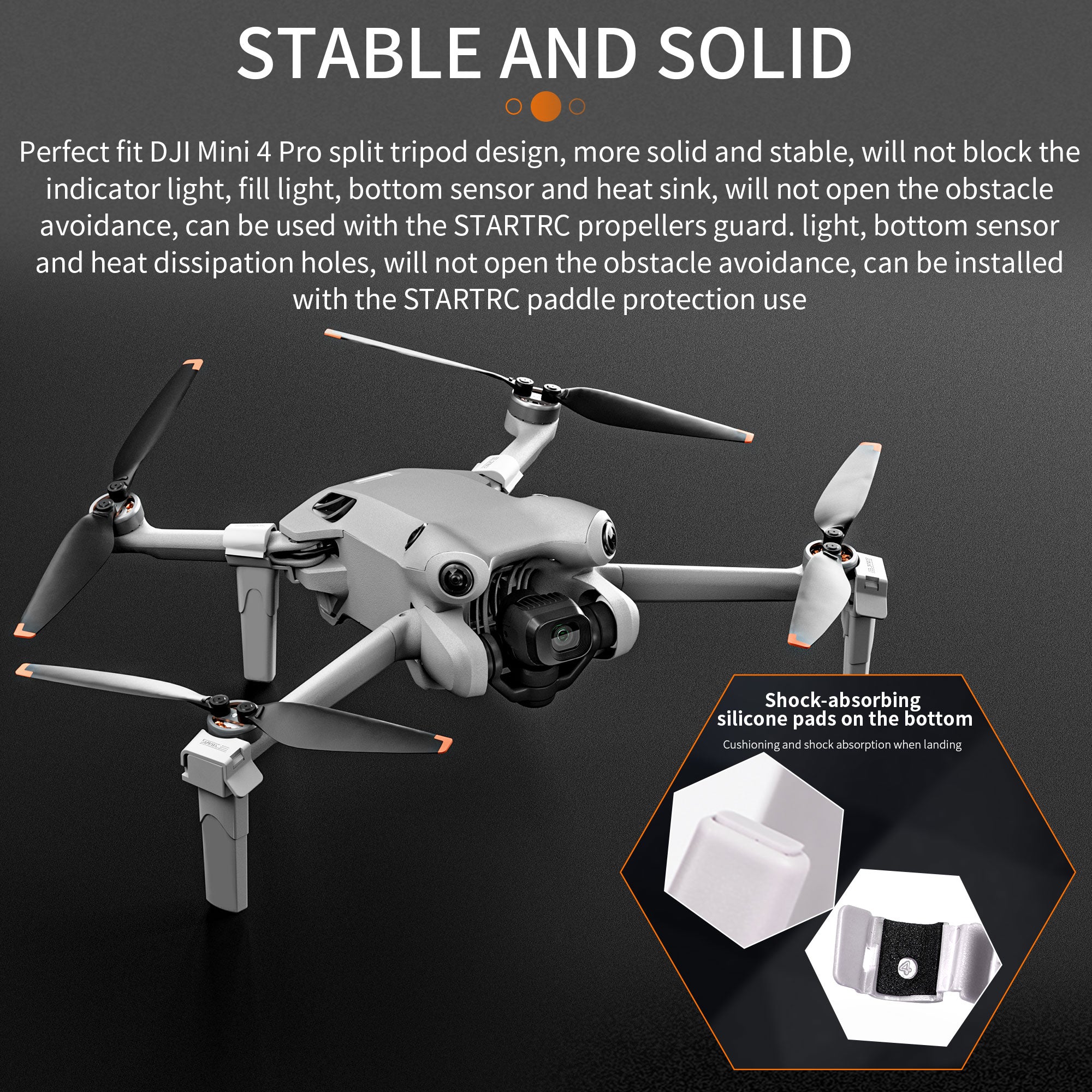 STARTRC 1134476 For DJI Mini 4 Pro Split Type Heighten Landing Gear Drone Anti-drop Landing Stand Set STARTRC 1134476 For DJI Mini 4 Pro Split Type Heighten Landing Gear Drone Anti-drop Landing Stand Set